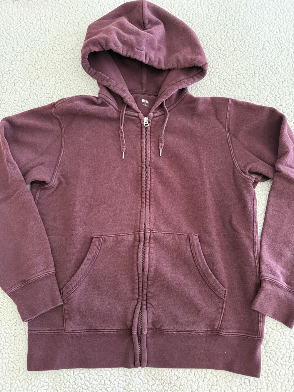 Vintage Uniqlo Zip-Up Hooded Sweatshirt - Burgundy